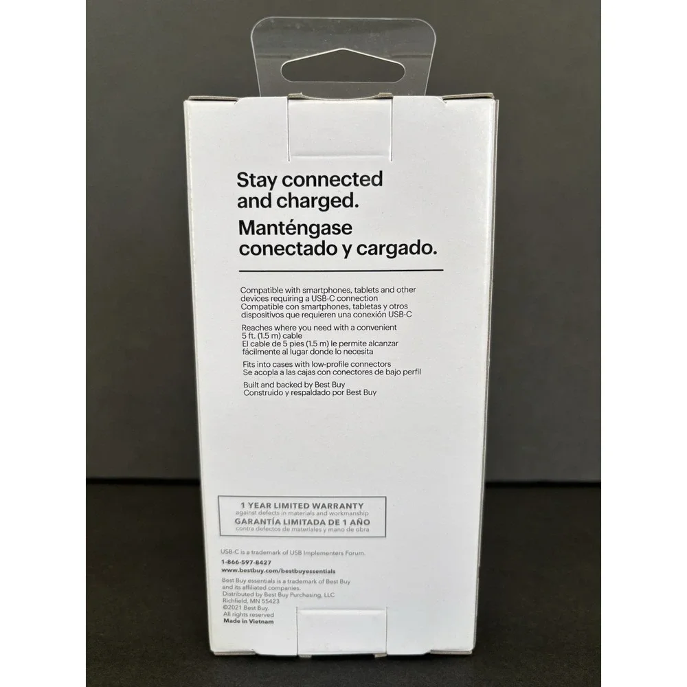 Best Buy essentials- 5 Ft USB-C To USB Cable, NEW